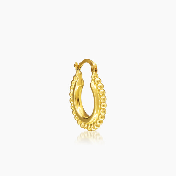 BOBBLE LADIES HOOP EARRINGS IN (SAUDI) 18K YELLOW GOLD