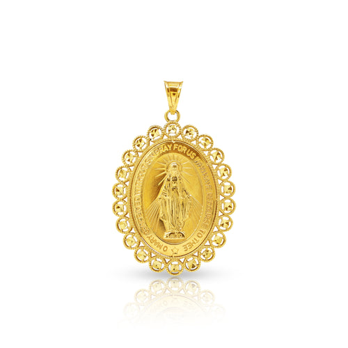 MARY MIRACULOUS MEDAL (35 MM) IN (SAUDI) 18K YELLOW GOLD