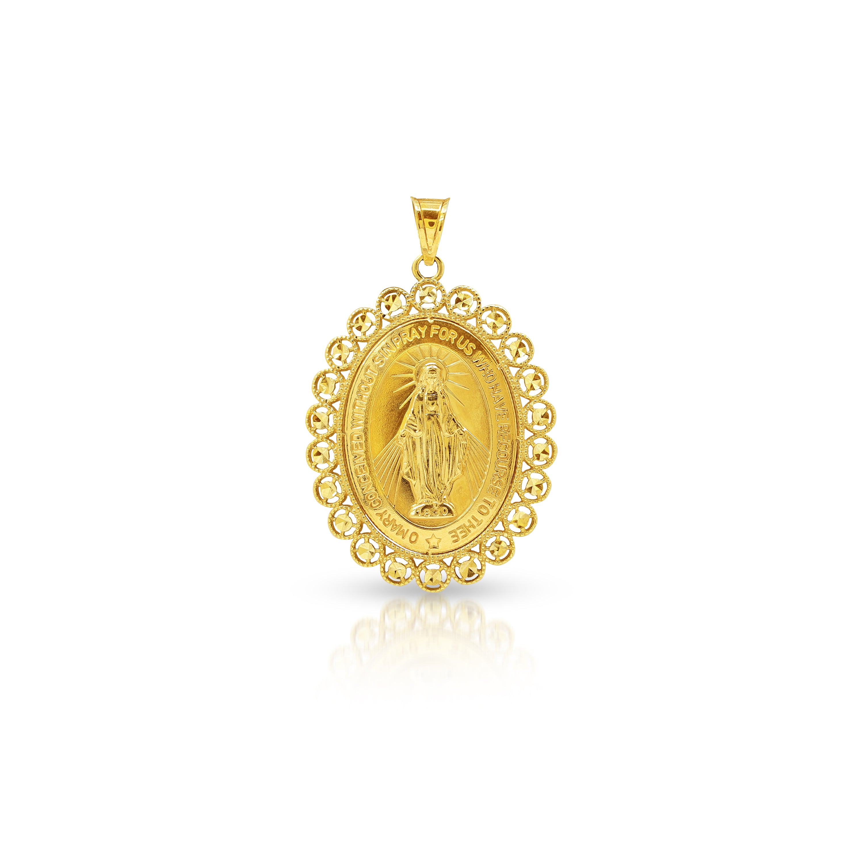 MARY MIRACULOUS MEDAL (31 MM) IN (SAUDI) 18K YELLOW GOLD