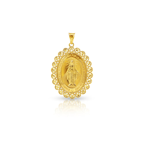 MARY MIRACULOUS MEDAL (31 MM) IN (SAUDI) 18K YELLOW GOLD