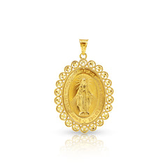 MARY MIRACULOUS MEDAL (35 MM) IN (SAUDI) 18K YELLOW GOLD