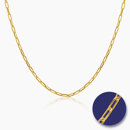 PAPER CLIP CHAIN (22 INCHES) IN (SAUDI) 18K YELLOW GOLD