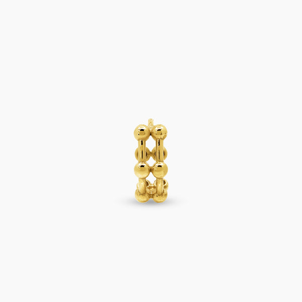 ROUND BEADED LADIES HOOP EARRINGS IN (SAUDI) 18K YELLOW GOLD