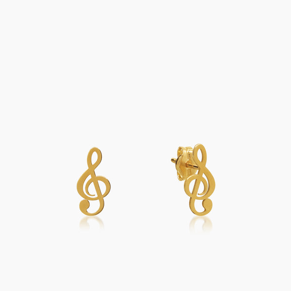 G-CLEF LADIES STUD EARRINGS IN (SPANISH) 18K YELLOW GOLD