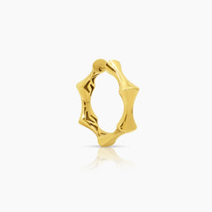 ROUND BAMBOO LADIES HOOP EARRINGS IN (ITALIAN) 18K YELLOW GOLD