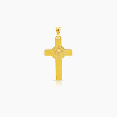 CRUCIFIX WITH SAINT BENEDICT MEDAL (26 MM) IN 18K YELLOW GOLD