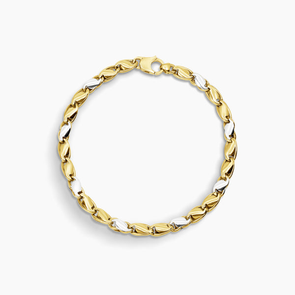 TWO TONE LINK CHAIN BRACELET IN (SAUDI) 18K YELLOW AND WHITE GOLD