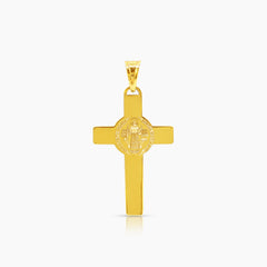 CRUCIFIX WITH SAINT BENEDICT MEDAL (30 MM) IN 18K YELLOW GOLD