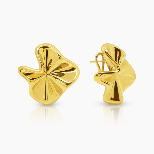 PETALS LADIES HOOP EARRINGS IN (ITALIAN) 18K YELLOW GOLD