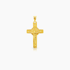 CRUCIFIX WITH SAINT BENEDICT MEDAL (26 MM) IN 18K YELLOW GOLD