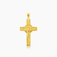 CRUCIFIX WITH SAINT BENEDICT MEDAL (30 MM) IN 18K YELLOW GOLD