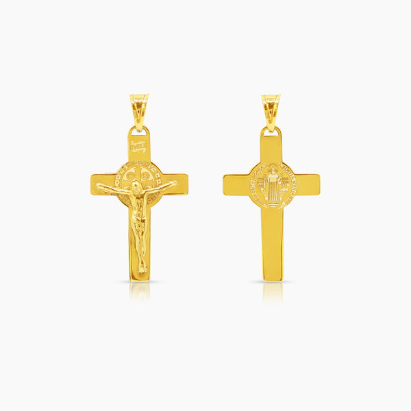 CRUCIFIX WITH SAINT BENEDICT MEDAL (26 MM) IN 18K YELLOW GOLD