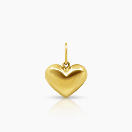 GLOSSY EMBOSSED HEART PENDANT (10 MM) IN (SAUDI) 18K YELLOW GOLD