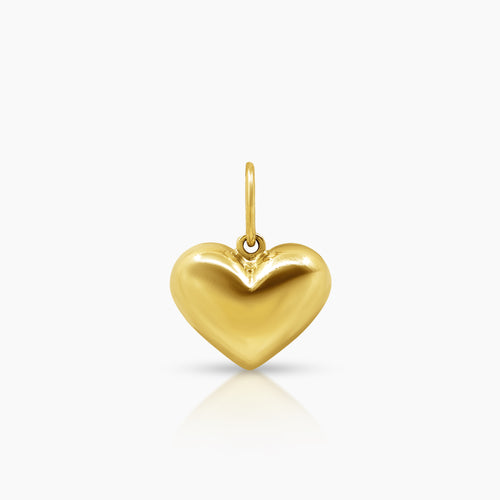 GLOSSY EMBOSSED HEART PENDANT (10 MM) IN (SAUDI) 18K YELLOW GOLD
