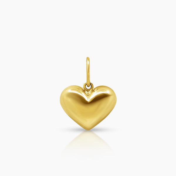 GLOSSY EMBOSSED HEART PENDANT (10 MM) IN (SAUDI) 18K YELLOW GOLD