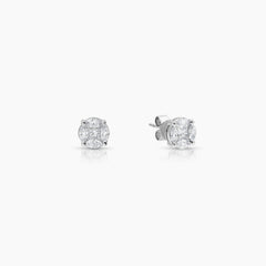 ROUND CUT DIAMOND LADIES STUD EARRINGS WITH 2=0.40 / 8=0.84 / 2.50 / 2.80 CARAT DIAMONDS IN 18K WHITE GOLD