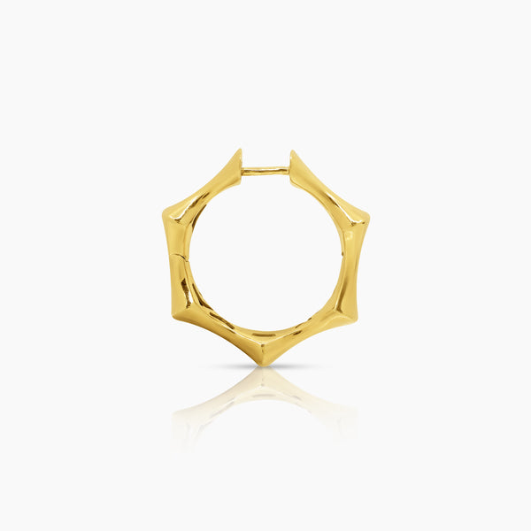 ROUND BAMBOO LADIES HOOP EARRINGS IN (ITALIAN) 18K YELLOW GOLD