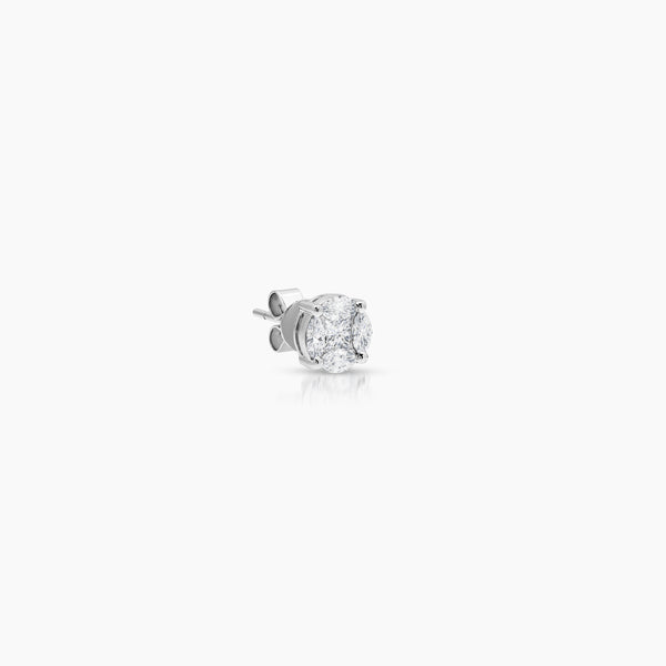 ROUND CUT DIAMOND LADIES STUD EARRINGS WITH 2=0.40 / 8=0.84 / 2.50 / 2.80 CARAT DIAMONDS IN 18K WHITE GOLD