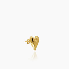 SKINNY PUFF HEART LADIES STUD EARRINGS IN (SAUDI) 18K YELLOW GOLD