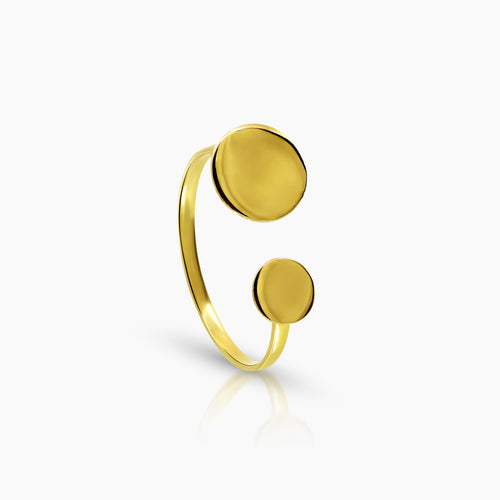 8 - CIRCULAR TWIN DISK LADIES RINGS IN (SAUDI) 18K YELLOW GOLD