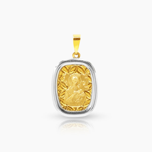 TWO TONE MOTHER OF PERPETUAL HELP MEDAL (25 MM) IN 18K YELLOW GOLD