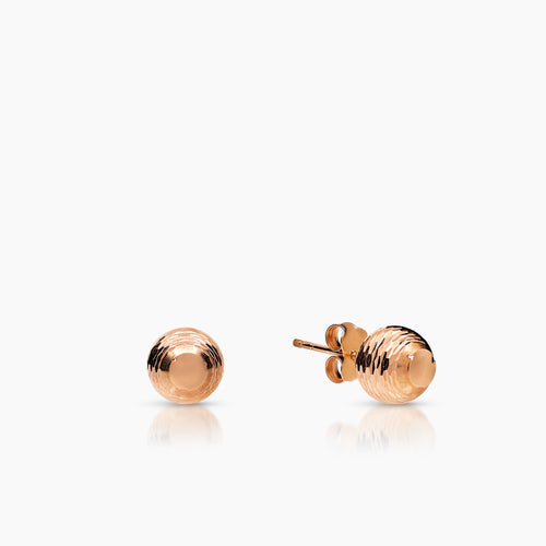 BEAD LADIES STUD EARRINGS IN (SAUDI) 18K ROSE GOLD