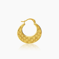 WEAVE PATTERN LADIES HOOP EARRINGS IN (SAUDI) 18K YELLOW GOLD