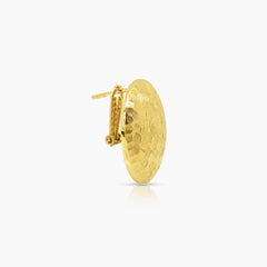 BASKET WEAVE L LADIES HOOP EARRINGS IN (SAUDI) 18K YELLOW GOLD