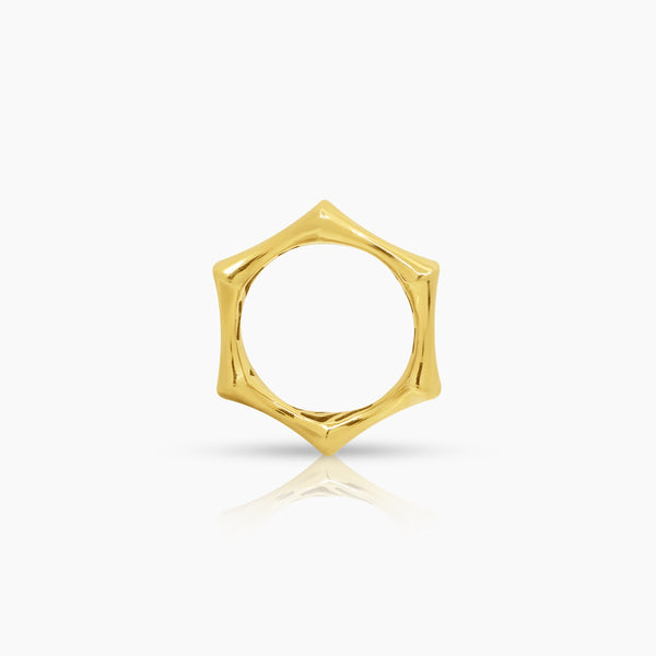 7" ROUND BAMBOO LADIES RING IN (ITALIAN) 18K YELLOW GOLD