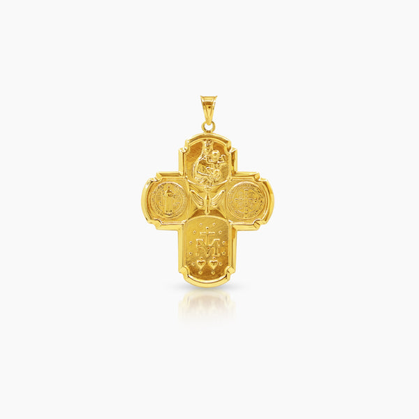 4 WAY MIRIAM CROSS MEDAL (34 MM) IN (SPANISH) 18K YELLOW GOLD