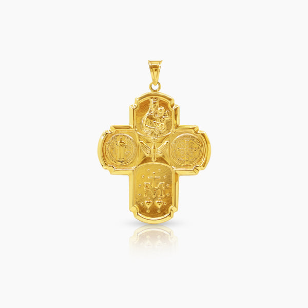 4 WAY MIRIAM CROSS MEDAL (35 MM) IN (SPANISH) 18K YELLOW GOLD
