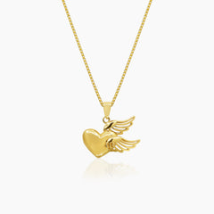 WINGED HEART NECKLACE AND PENDANT IN (SAUDI) I8K YELLOW GOLD