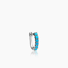 TURQUOISE LADIES HOOP EARRINGS WITH 12TQ=0.36 / 1.63 IN 18K WHITE GOLD