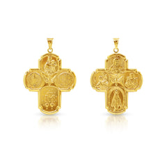 4 WAY MIRIAM CROSS MEDAL (34 MM) IN (SPANISH) 18K YELLOW GOLD