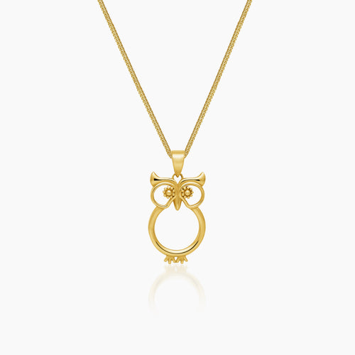 OWL PENDANT AND NECKLACE IN (SAUDI)18K YELLOW GOLD