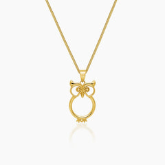 OWL PENDANT AND NECKLACE IN (SAUDI)18K YELLOW GOLD