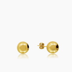 ROUND BALL LADIES STUD EARRINGS IN (ITALIAN) 18K YELLOW GOLD