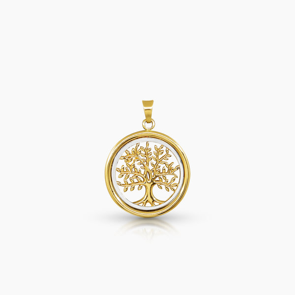 TWO TONE TREE PENDANT (19 MM X 19 MM) IN (SAUDI) 18K YELLOW AND WHITE GOLD