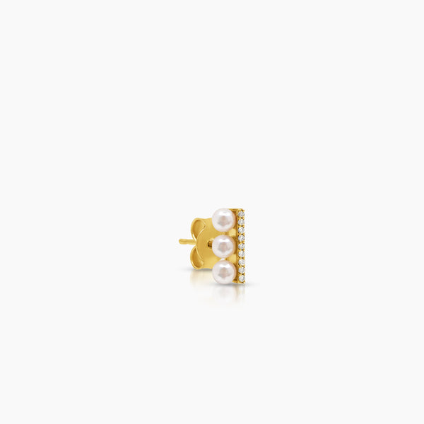 SEMI-ROUND PEARL LADIES STUD EARRINGS IN 18K YELLOW GOLD