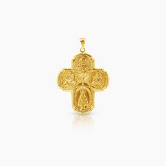 4 WAY MIRIAM CROSS MEDAL (34 MM) IN (SPANISH) 18K YELLOW GOLD