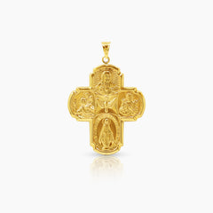 4 WAY MIRIAM CROSS MEDAL (35 MM) IN (SPANISH) 18K YELLOW GOLD