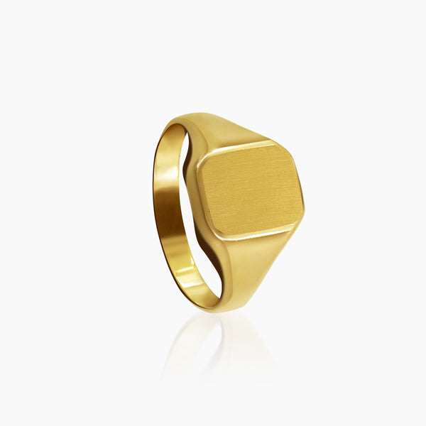 11.5 - RECTANGULAR ENGRAVABLE SIGNET MENS RING IN (SAUDI) 18K YELLOW GOLD