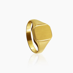 11.5 - RECTANGULAR ENGRAVABLE SIGNET MENS RING IN (SAUDI) 18K YELLOW GOLD