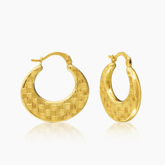 WEAVE PATTERN LADIES HOOP EARRINGS IN (SAUDI) 18K YELLOW GOLD