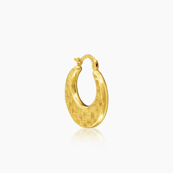 WEAVE PATTERN LADIES HOOP EARRINGS IN (SAUDI) 18K YELLOW GOLD