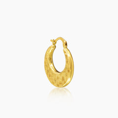 WEAVE PATTERN LADIES HOOP EARRINGS IN (SAUDI) 18K YELLOW GOLD