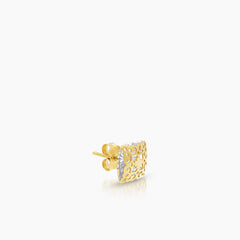 TWO TONE CLOVER LADIES STUD EARRINGS IN (ITALIAN) 18K YELLOW AND WHITE GOLD