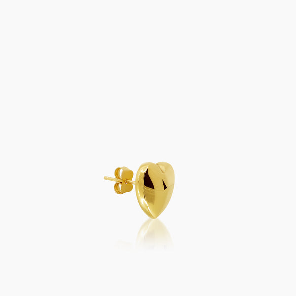 PUFF HEART LADIES STUD EARRINGS IN (ITALIAN) 18K YELLOW GOLD