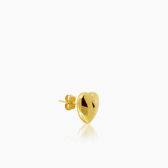PUFF HEART LADIES STUD EARRINGS IN (ITALIAN) 18K YELLOW GOLD
