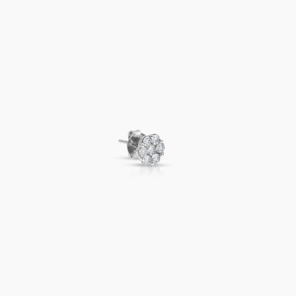 ROUND CUT DIAMOND LADIES STUD EARRINGS WITH 14=1.0 / 1.9 / 1.65 CARAT DIAMONDS IN 18K WHITE GOLD
